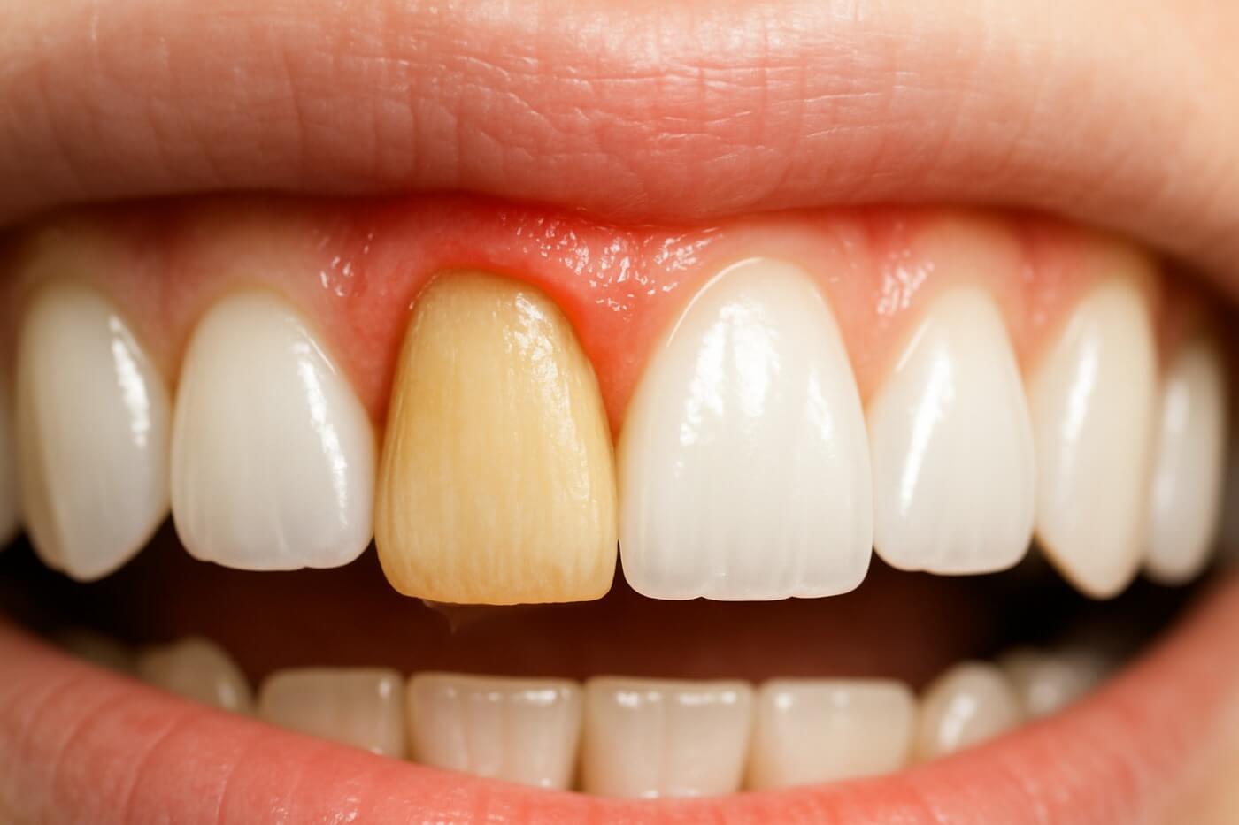 Оголенный корень зуба при пародонтите