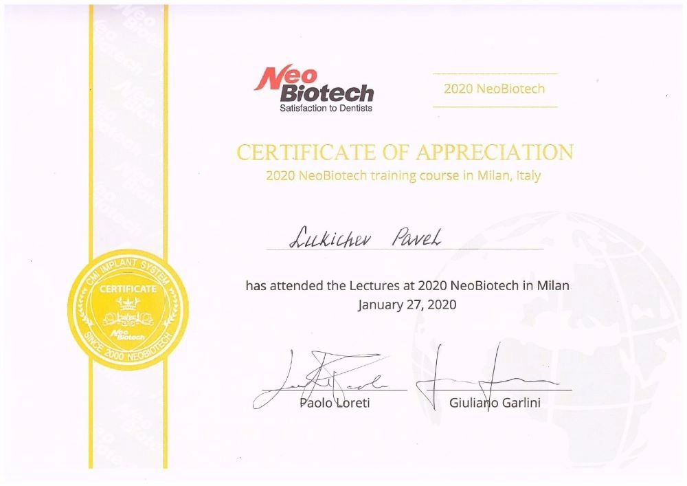 Лукичев П. В. 2020 NeoBiotech training course in Milan, Italy