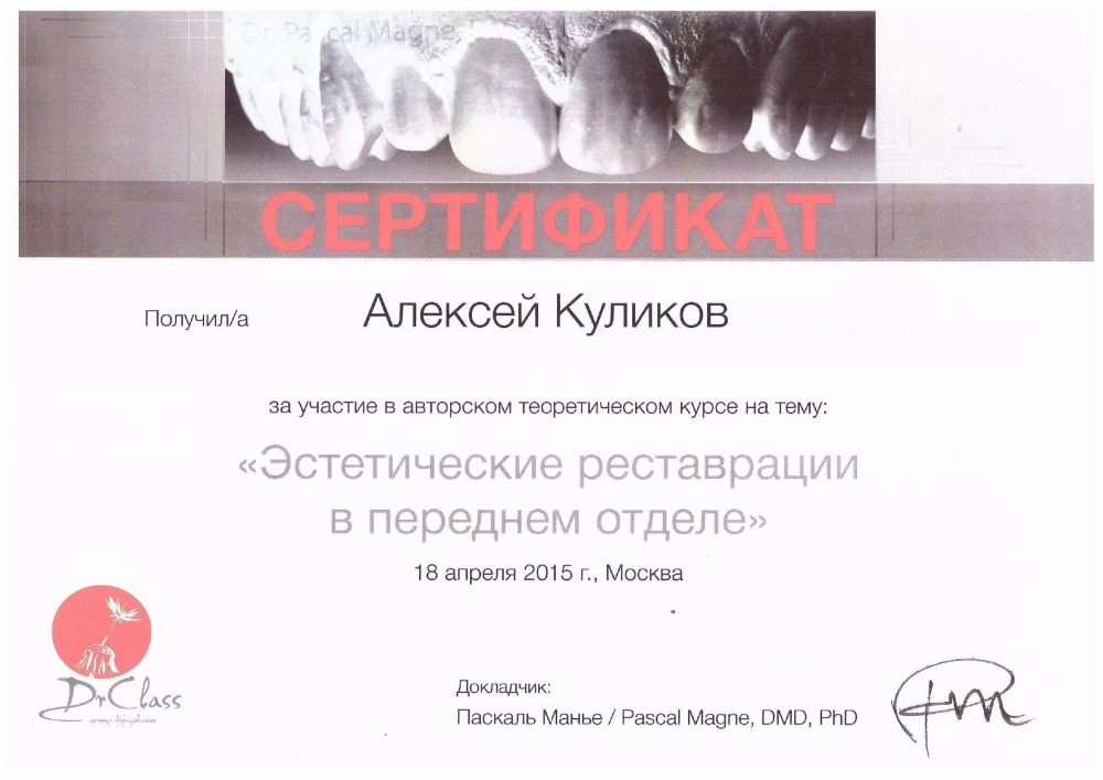 Куликов А. Г. Теоретический курс «Эстетические реставрации в переднем отделе»